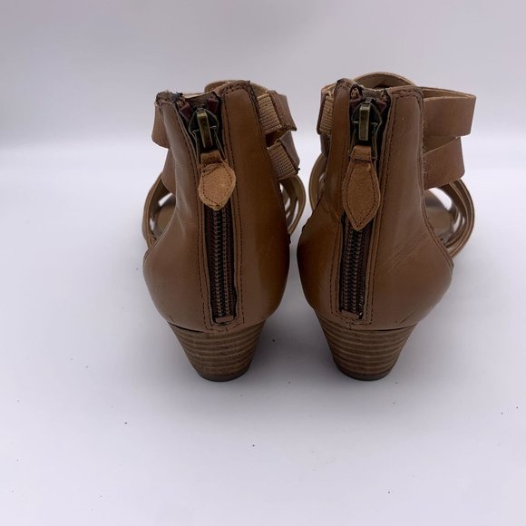 Franco Sarto Uzeta Sandals Cognac Gladiator Wedge Size 8 - Picture 3 of 14